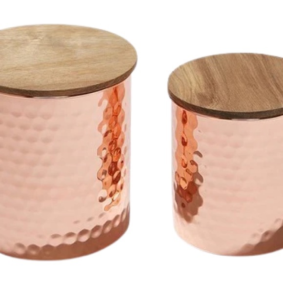 Uncommon James Copper and Wood Canister Set - Picture 2 of 5